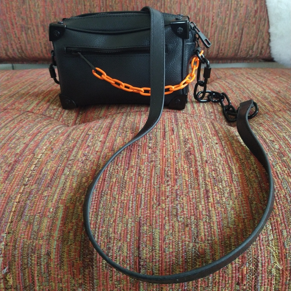 Orange chain structured crossbody bag